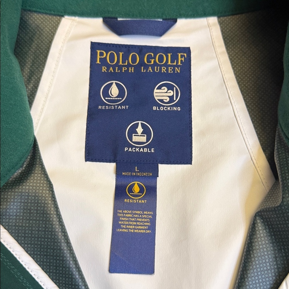 Polo Golf Ralph Lauren Full Zip Weatherproof Jacket (Green & White / Size Large) - Picture 2 of 7